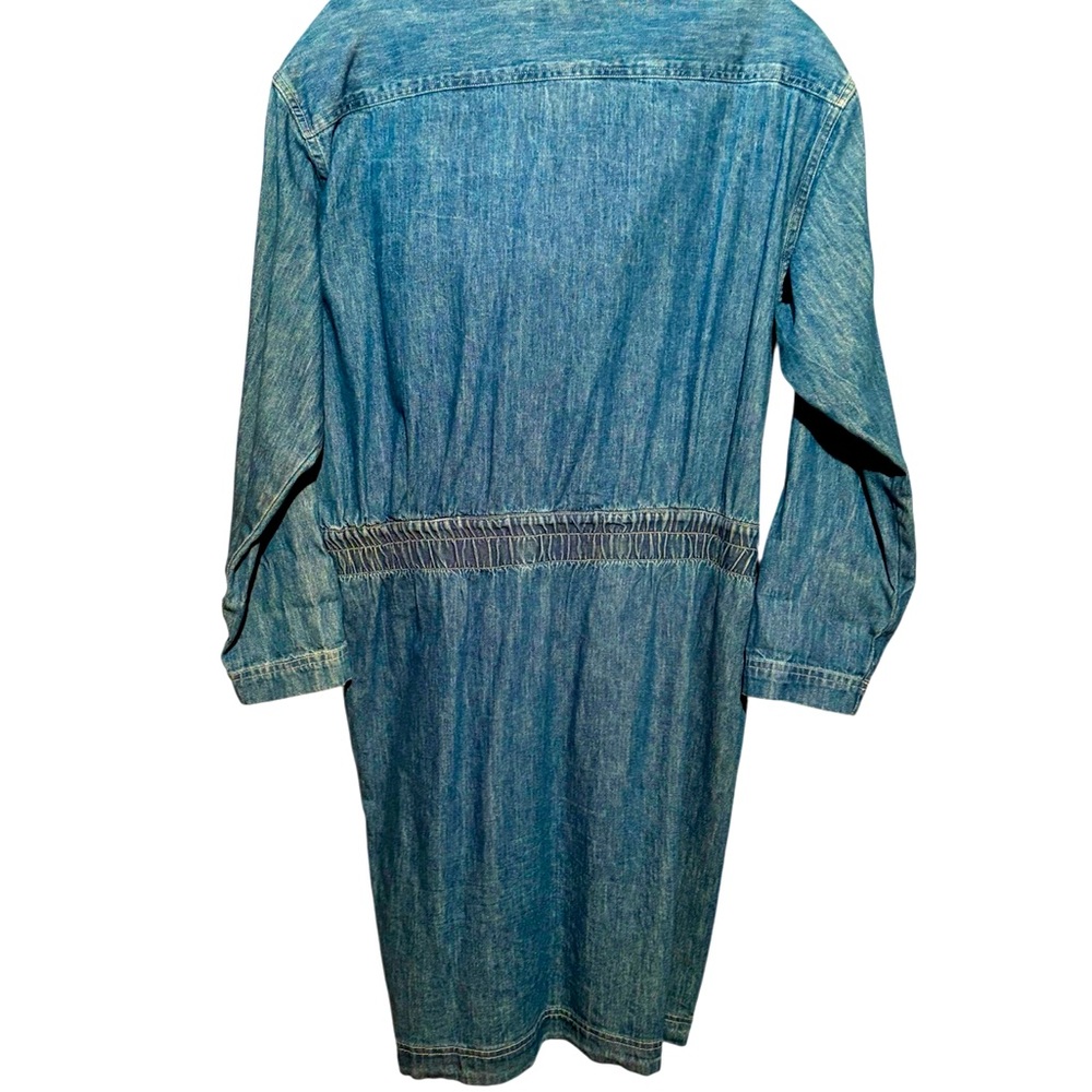 Vintage Bloomingdales Denim Dress Long Sleeve 14 Large Pockets USA - Picture 2 of 6